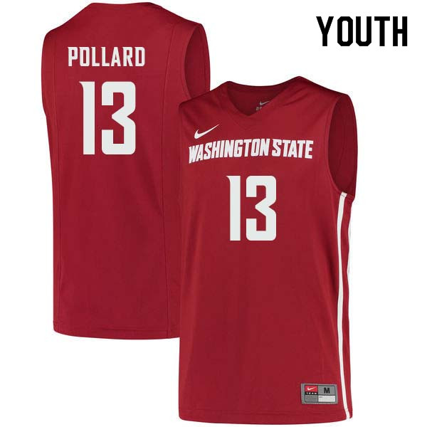 Youth #13 Jeff Pollard Washington State Cougars College Basketball Jerseys Sale-Crimson